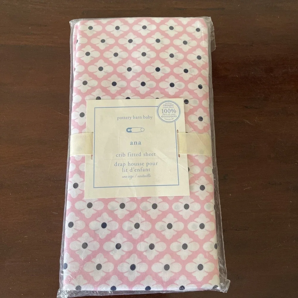 Pottery Barn Kids Baby‎ Nursery Ana Geo Crib Fitted Sheet Pink Floral Blooms